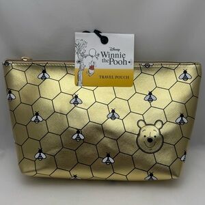 Disney Winnie the Pooh Gold Honeycomb Bee Cosmetic Travel Pouch NWT